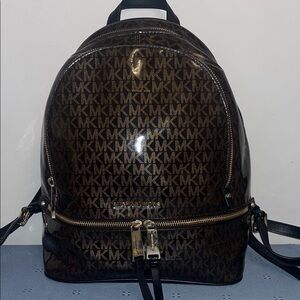 Michael Kors Dark Brown Logo Backpack